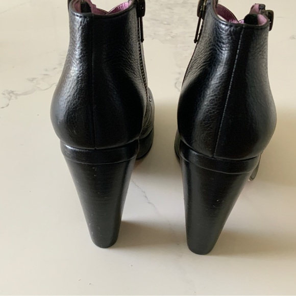 Anthropologie Gee WaWa Black Caged Vamp Leather Open Toe Platform Booties Size 7 - Picture 10 of 11